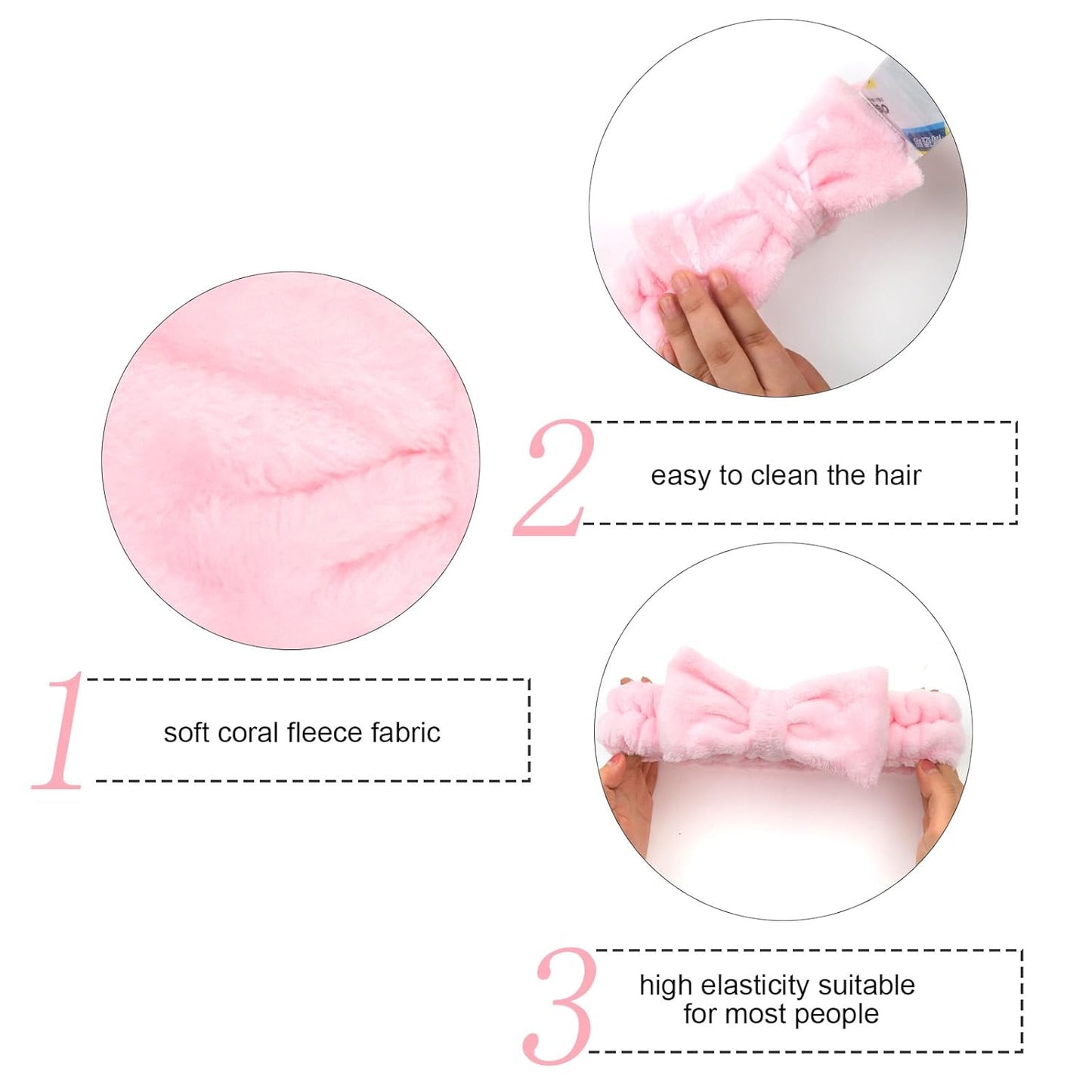 Semato Hairband, 8 Pcs Bachelorette Party Favors Set - 1 Pack Bride White Bow Headband and 7 Pcs Bridesmaid Pink Bow Headband Skincare Headbands for Women, Wide Usage, Size Fits Most, RISK FREE