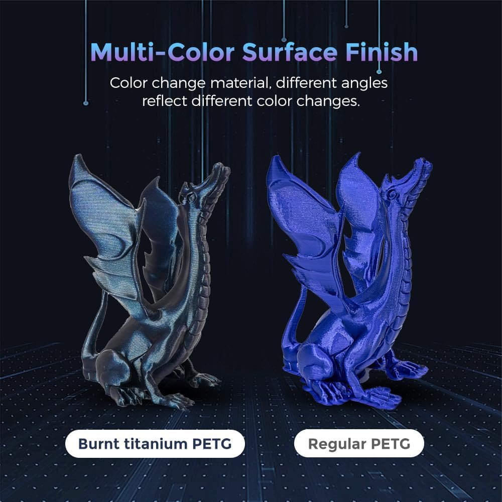 FLASHFORGE PETG Filament 1.75mm, Chameleon Color Shift 3D Printer Filament, Changes Color with Light and Angles, 1KG Spool (2.2lbs), Dimensional Accuracy±0.02 mm, Premium PETG Filament(Burnt Titanium)