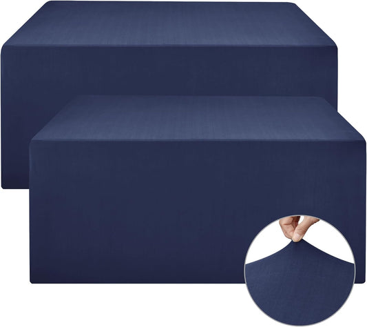 Nasitos Fitted Table Covers Stretch Spandex - 72 x 30 Inch - 2 Pack Navy Rectangle Table Clothes for 6 Foot Folding Tables, Wrinkle Resistant Tablecloths for Parties, Trade Show, Craft Show, Birthday