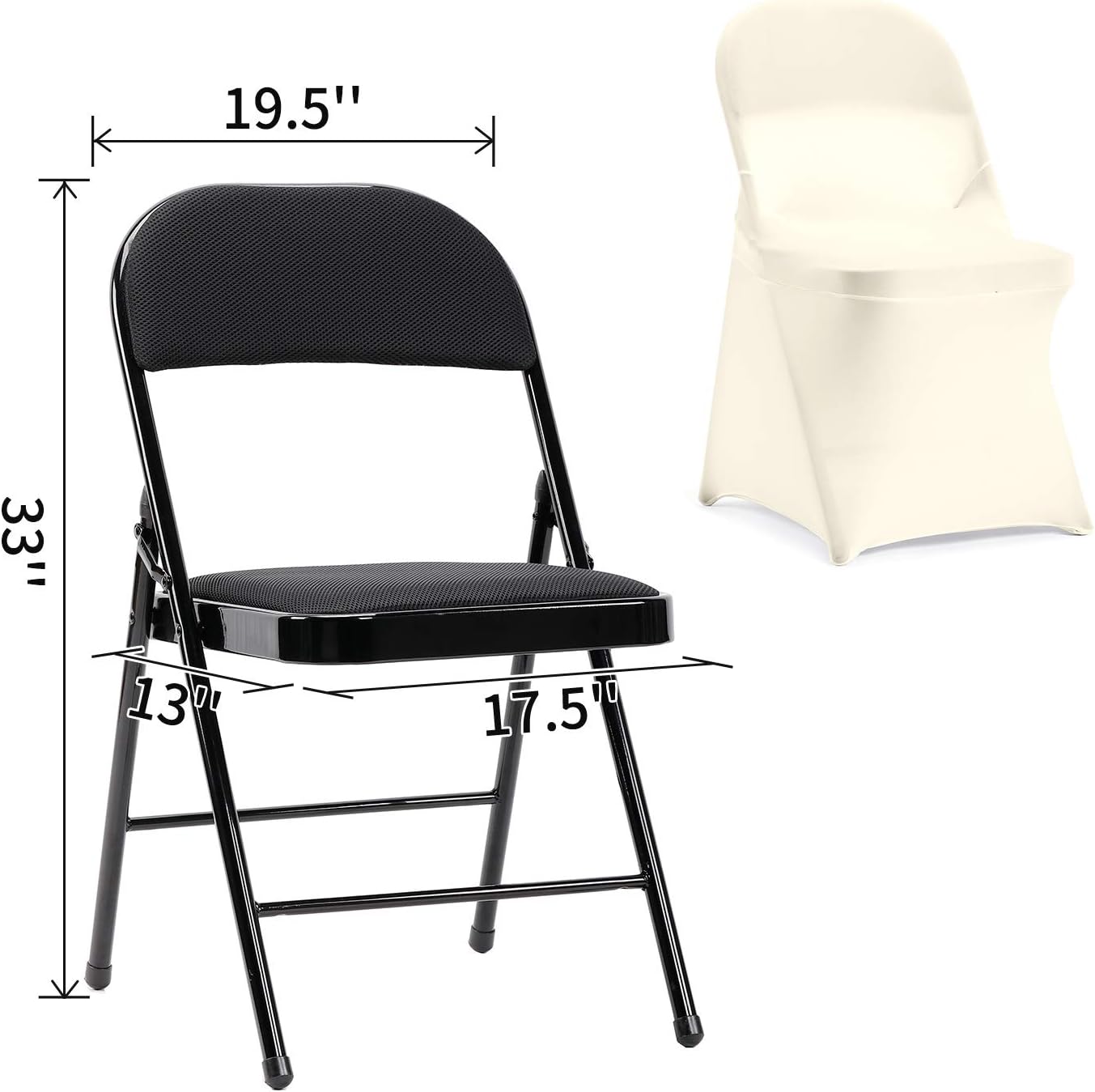 Peomeise Stretch Spandex Folding Chair Cover for Wedding Party Dining Banquet Event (Ivory,50pcs)