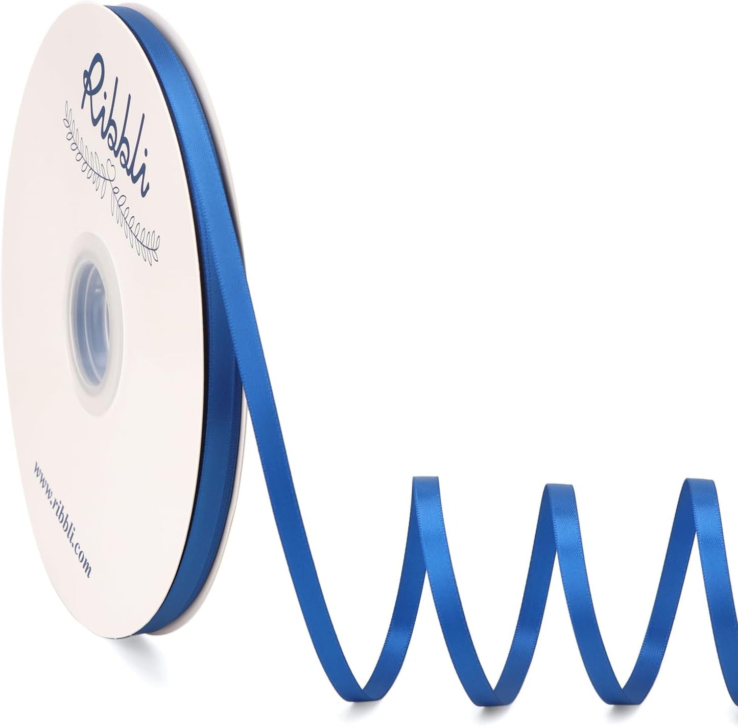 Ribbli Royal Blue Satin Ribbon Double Faced Satin 1/4 Inch x Continuous 100 Yards-Blue Ribbon for Gift Wrapping Crafts Wedding Decoration Bows Bouquet Floral Arrangement