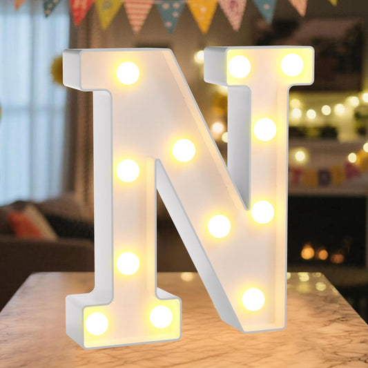 LED Marquee Light Up Letters Sign - Lighted Letters Alphabet for Birthday, Graduation, Bar Wall & Table Party Decor, Wedding Anniversary and Christmas Decorations, Letter N