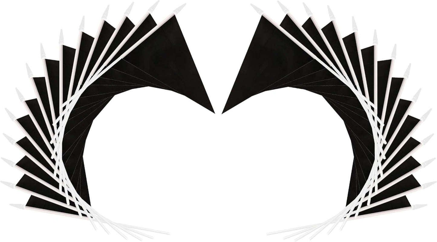 12 Pack Black Pennant Flags Small Mini Hand Held Solid Color Pennant On Sticks Flags with 12.6"Solid Pole & Spear Top,Party Events Celebration,School,Grand Opening,Kids Birthday,Sports Clubs,Flower Pot