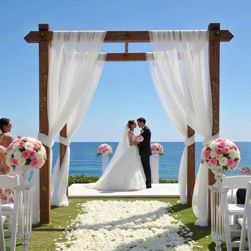 White Wedding Arch Draping Fabric 1 Panel 30'' x 18FT Sheer Chiffon Arch Drapery for Easter Bridal Shower Backdrop Outdoor Party Arches Church Ceremony Decoration