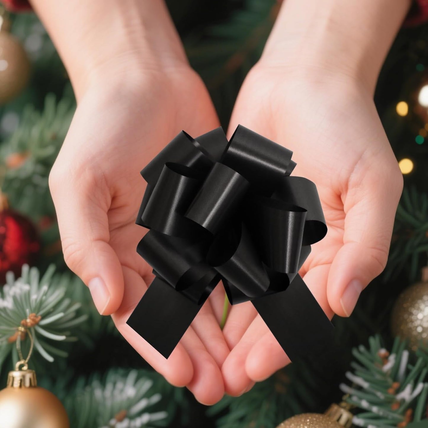 6 PCS 6 Inch Black Pull Bows - Perfect for Gift Wrapping, Wedding Decor, Car Bows, Birthday Parties, Christmas and Valentine's Day