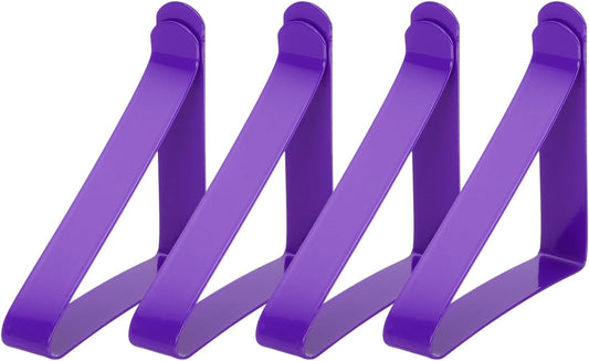 uxcell 4 Pack Tablecloth Clips, Stainless Steel Table Cloth Cover Clamps, 2.56" x 2.68" Windproof Holder Clips for Home Party Picnic Wedding Camping Dining Tables, Purple