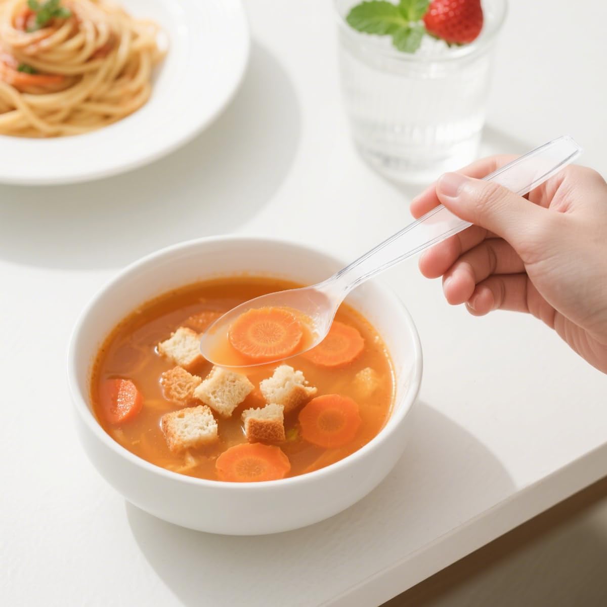 300 Count Plastic Silverware, Heavy Weight Plastic Forks Spoons Disposable Utensils Cutlery Set for Wedding Party Supplies Everyday Use