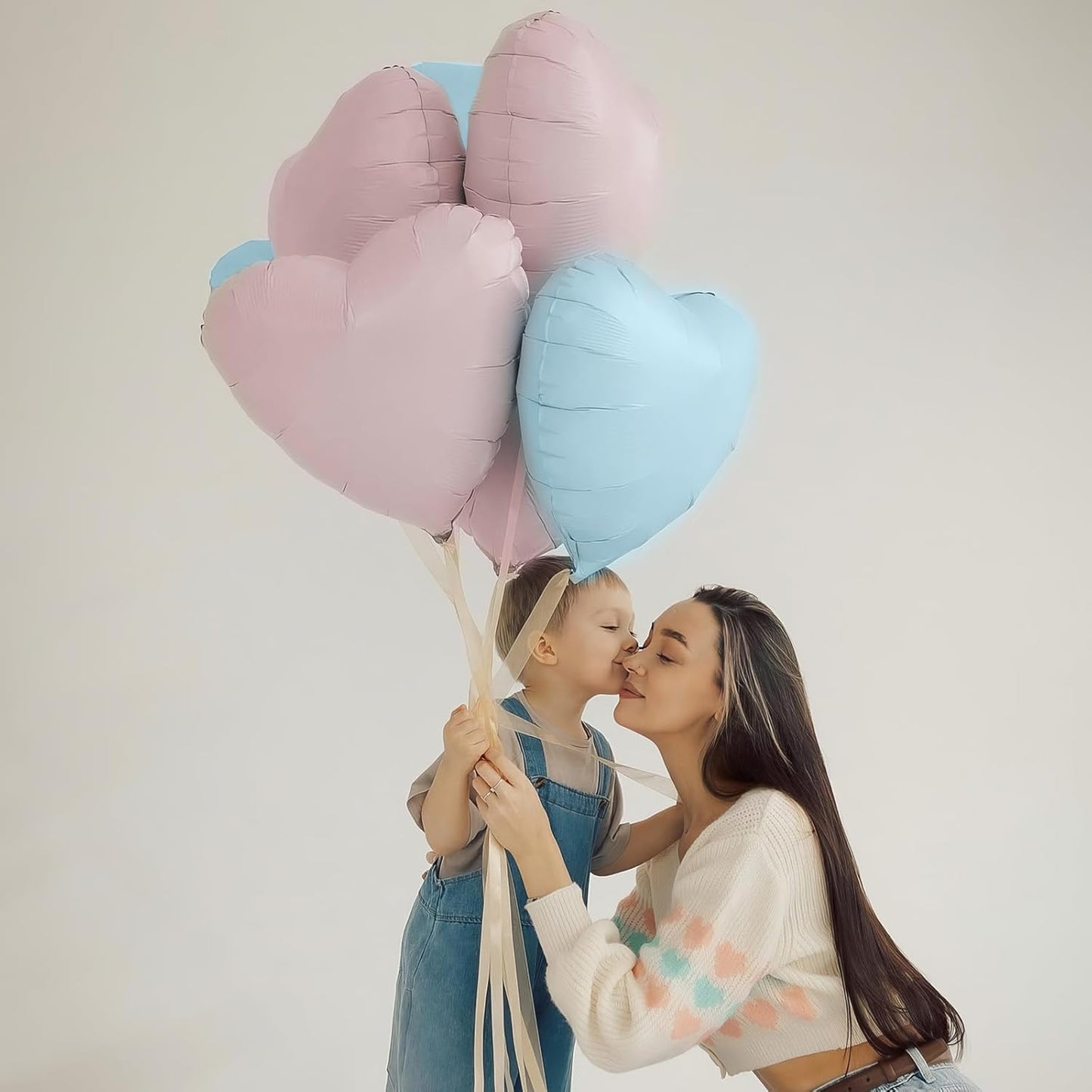 Pink Blue Heart Balloons,12Pcs Baby Pink Heart Shaped Foil Balloons,18Inch Pastel Blue Helium Balloon for Baby Shower Birthday Anniversary Wedding Party Decorations