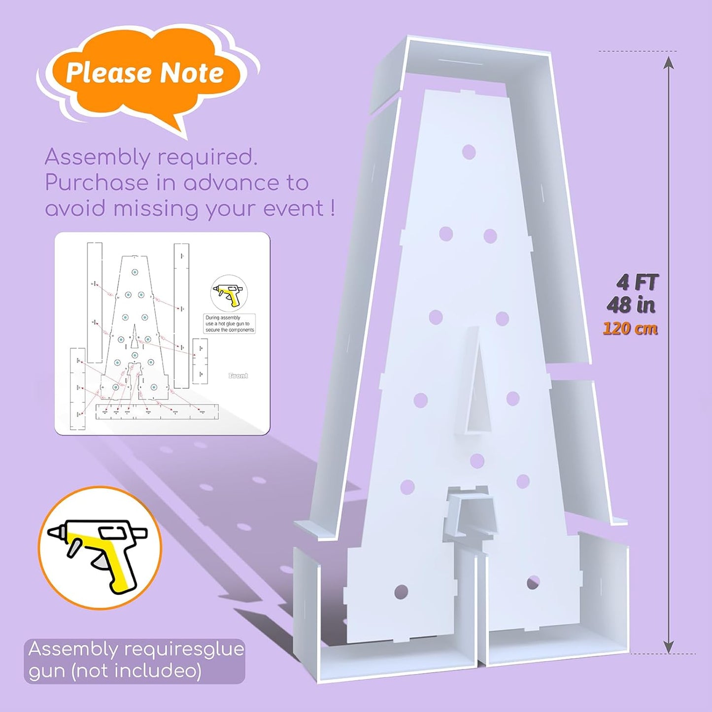 4FT Marquee Light Up Numbers 8 – Cool White LED, Easy to Assemble Foam Board with Back Support, Large Marquee Light Up Numbers for Birthday, Wedding, Party, Anniversary, Baby Shower Decor