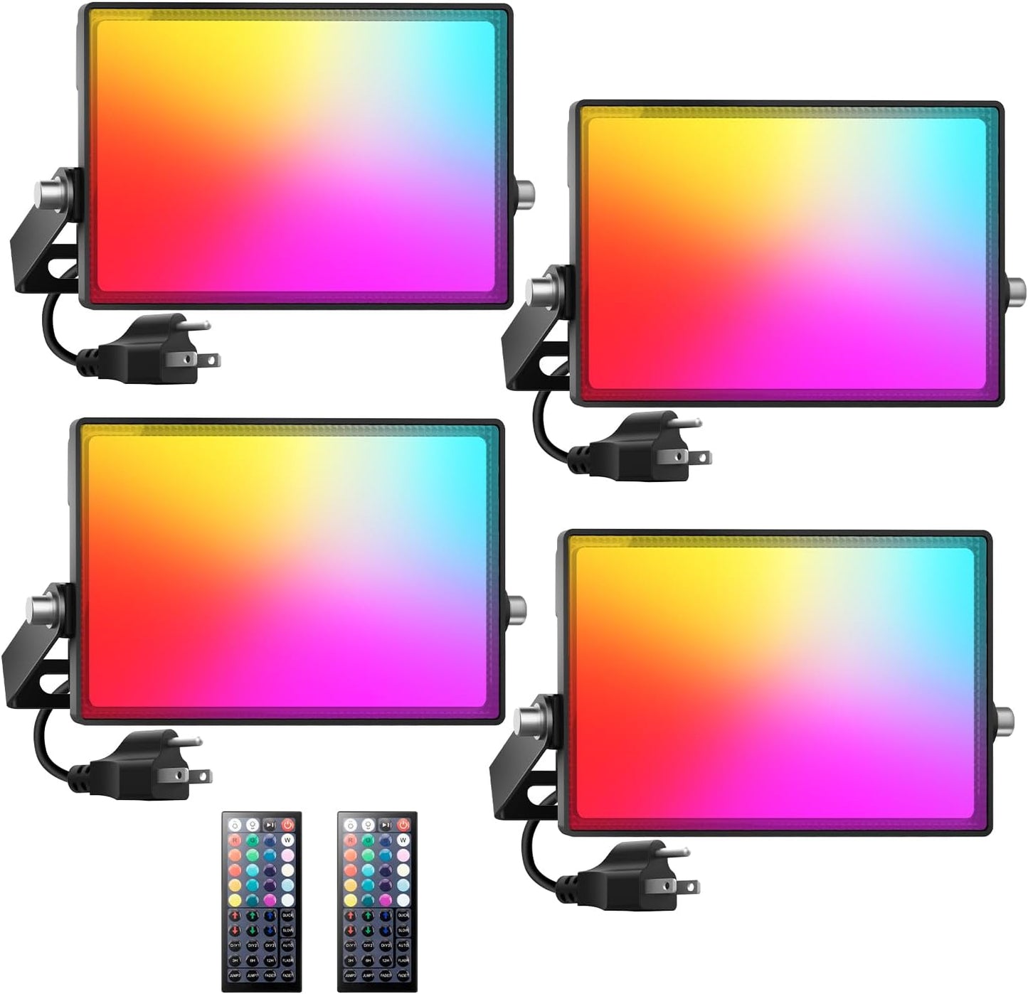 Onforu LED Flood Light Outdoor 300W Equivalent, 30W Color Changing RGBW Floodlight with Remote, 2700K Warm White IP66 Stage Lights Indoor Uplights for Events, Uplighting for Halloween 4 Pack