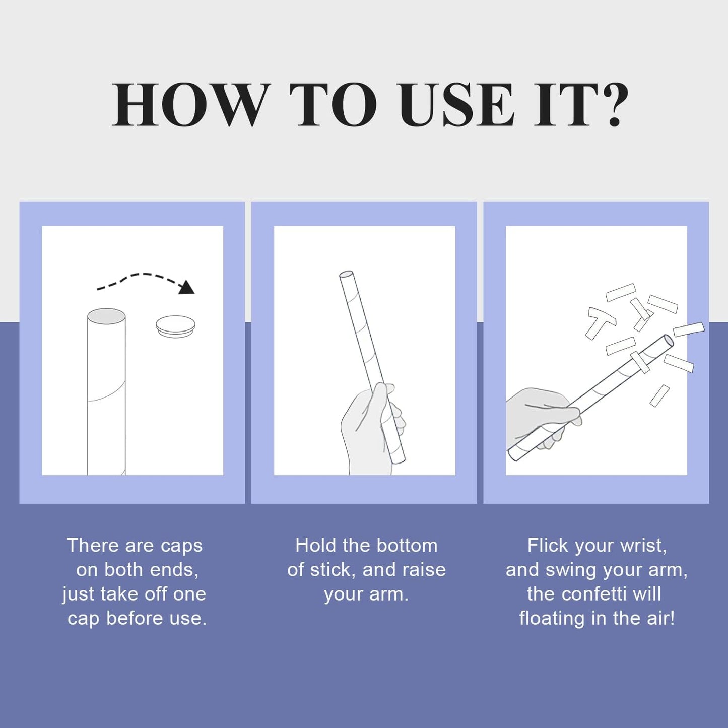 BATTIFE 40Pack Confetti Wands, Colorful Confetti Shoot Poppers, Tissue Paper Flick Flutter Sticks for Wedding Celebrations, Birthday, Multi-Color, 14 inch