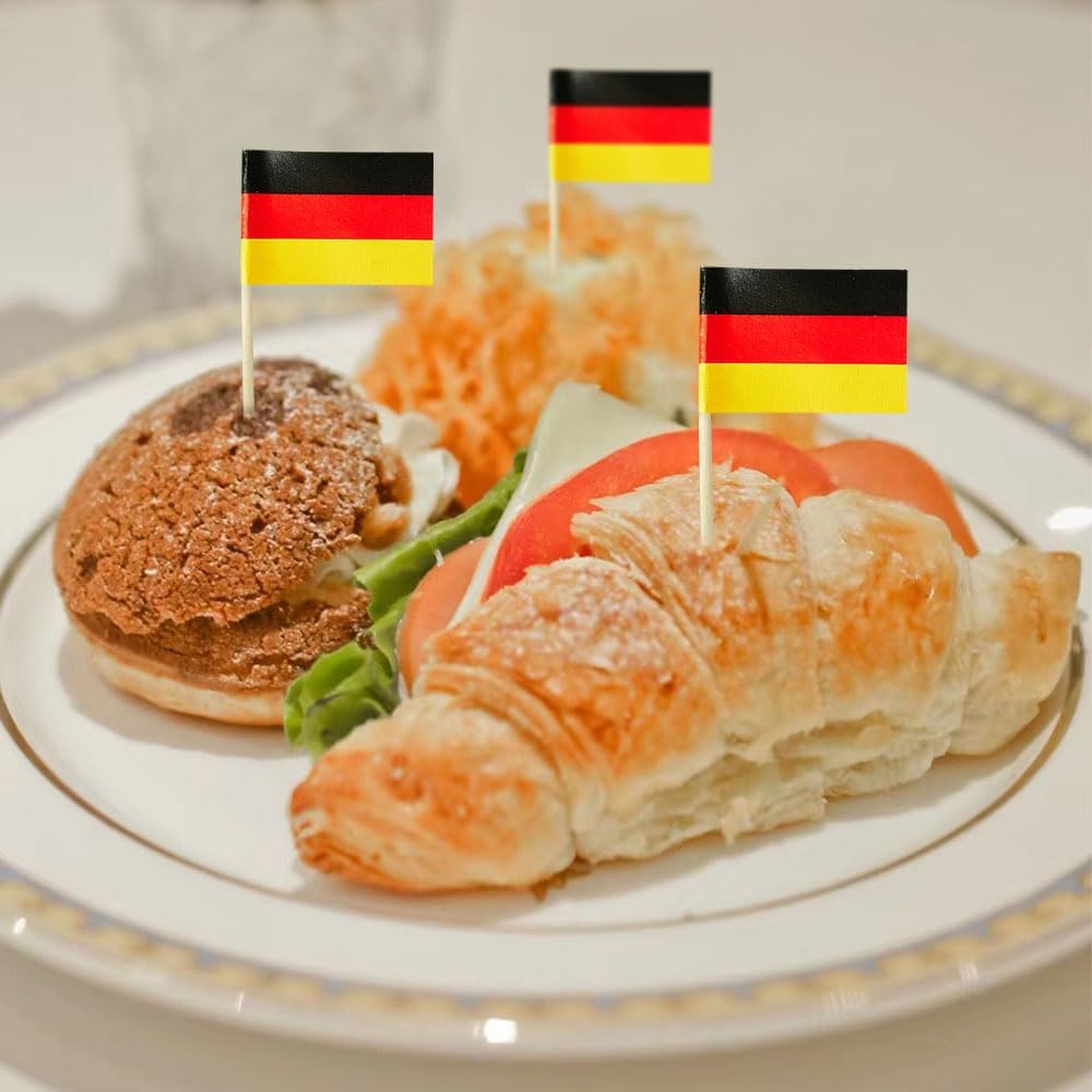German Flag Germany Flag, Small Mini German Toothpick Flags for Food, Cupcakes, Cocktails, Appetizers, Bar Party Decorations