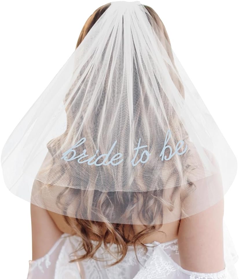 Bride To Be Embroidered Veil for Bachelorette Party Decorations, Bridal Shower Accessories Gifts for Woman