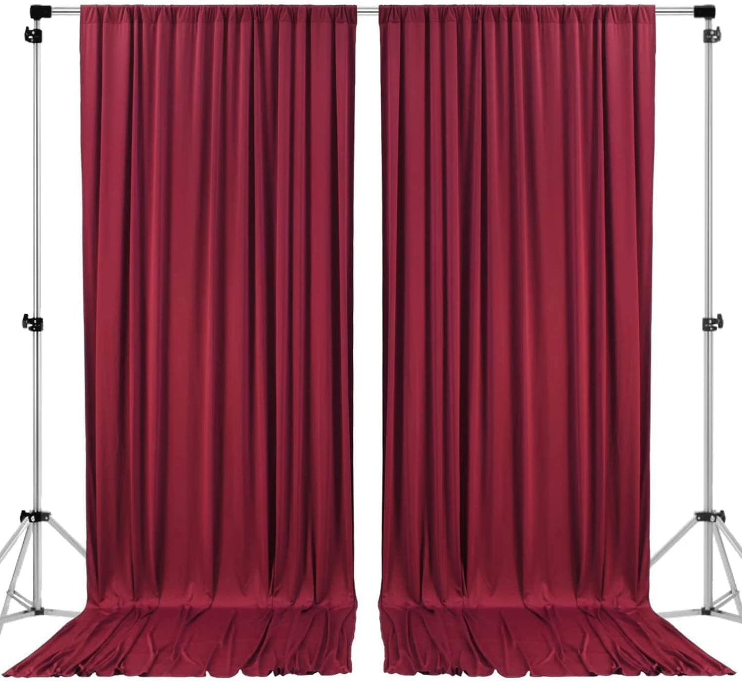 AK TRADING CO. 10 feet x 10 feet Polyester Backdrop Drapes Curtains Panels with Rod Pockets - Wedding Ceremony Party Home Window Decorations - Burgundy (DRAPE-5x10-BURGUNDY)