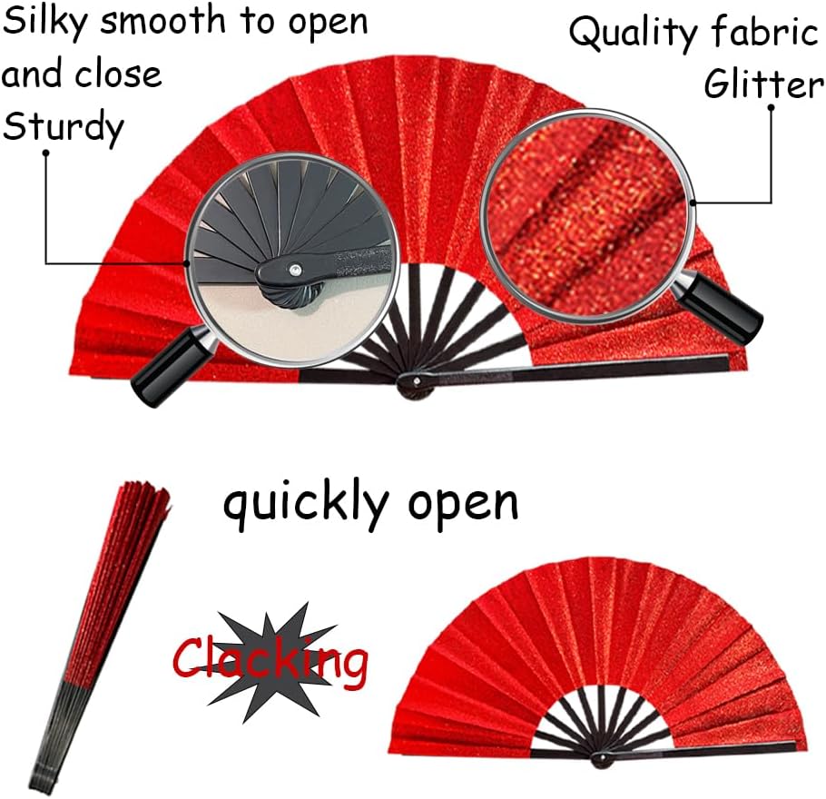 Large Clacking Folding Hand Fans for Line Dancing, Boots on The Ground Rave Hand Fan for Women Foldable, Party, Festival, Decoration
