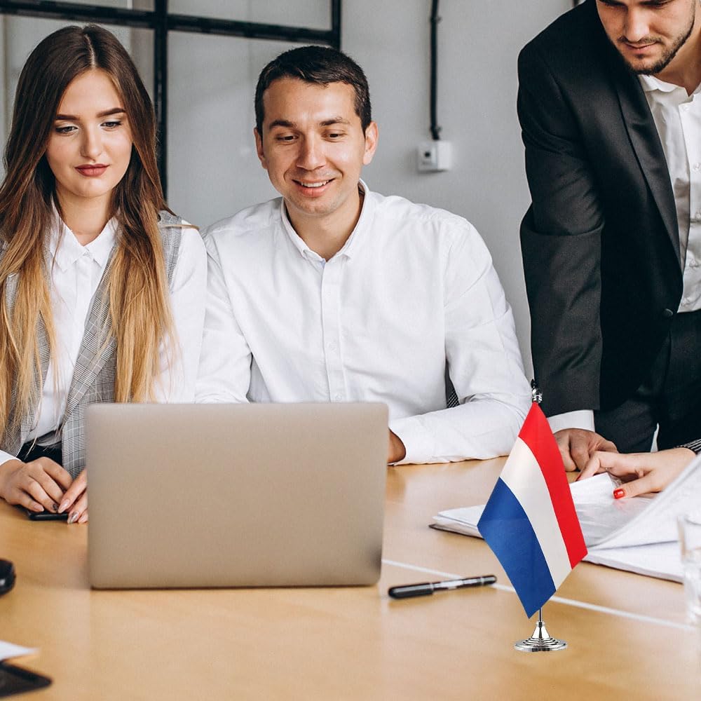 Netherlands Flag Dutch Flags, Small Mini Dutch Desk Flag, Used for Table Office Classroom Home Patriotic Events Decorations