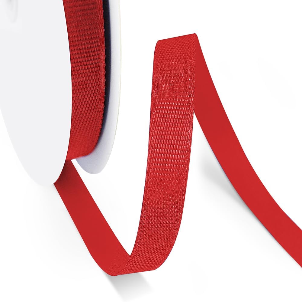 3/8" X 50 Yards Red Grosgrain Ribbon, Premium Grosgrain Ribbon for Sewing, Gift Wrapping, Bow Making, Wedding Decor, Wrapping and More (Red)