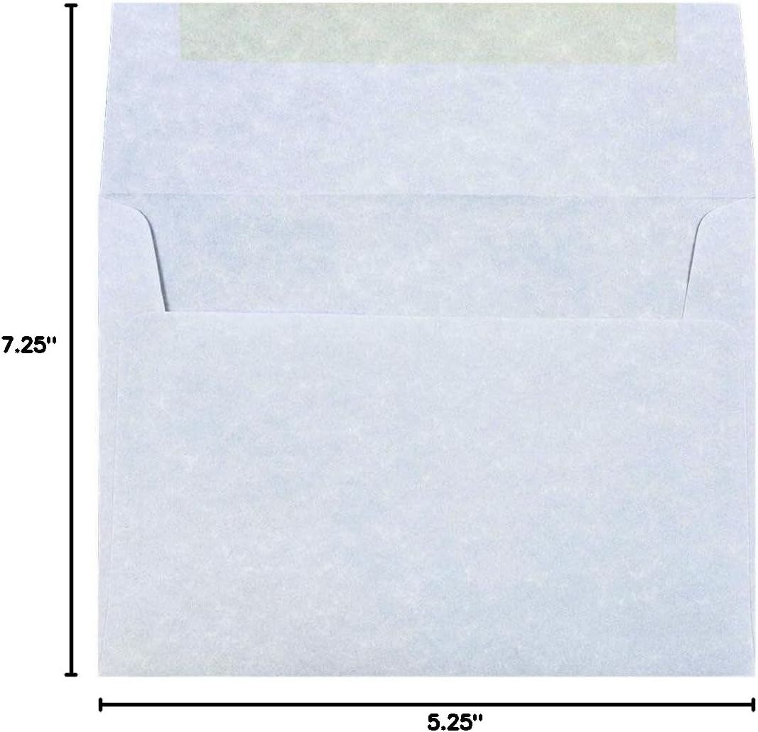 JAM PAPER A7 Parchment Invitation Envelopes - 5 1/4 x 7 1/4 - Blue Recycled - 50/Pack