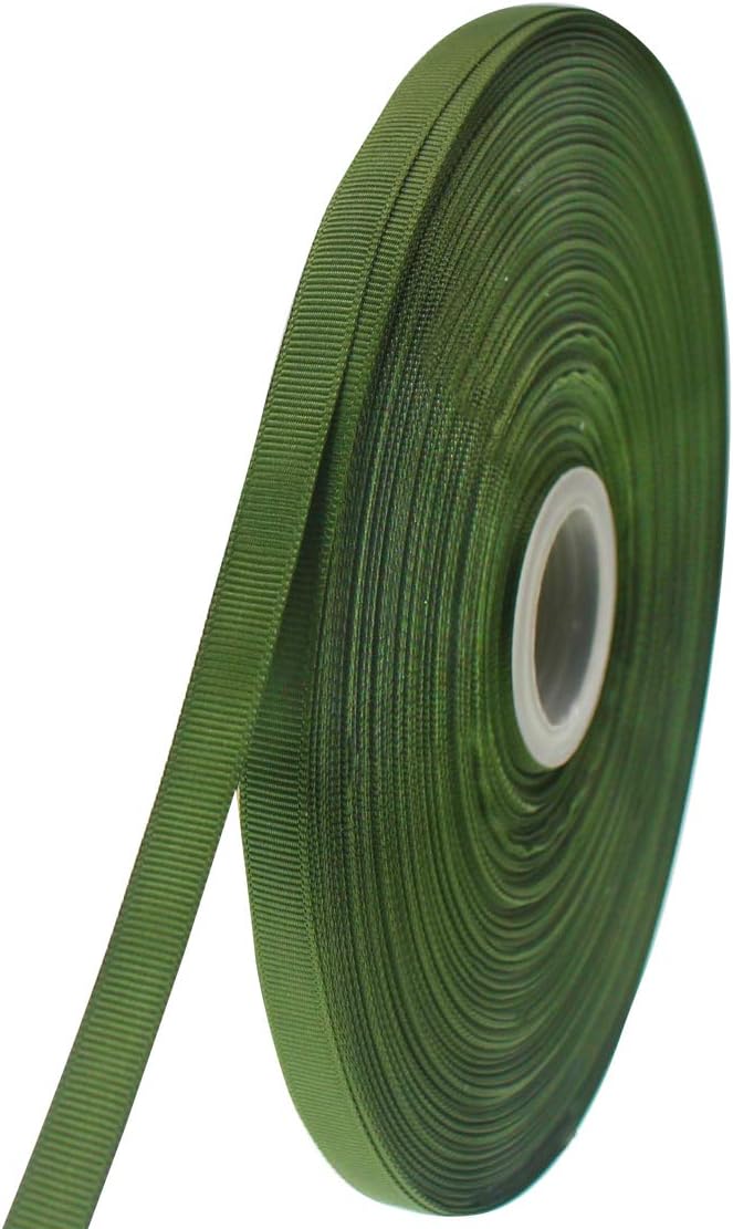 Jesep One Roll 100 Yards 3/8" Soild Grosgrain Ribbon Boutique Gift Wrapping Package Ribbon, DIY Crafts Bow Hair Headband Accessories Assorted Ribbon#570 (3/8" 10mm, Olive Green)