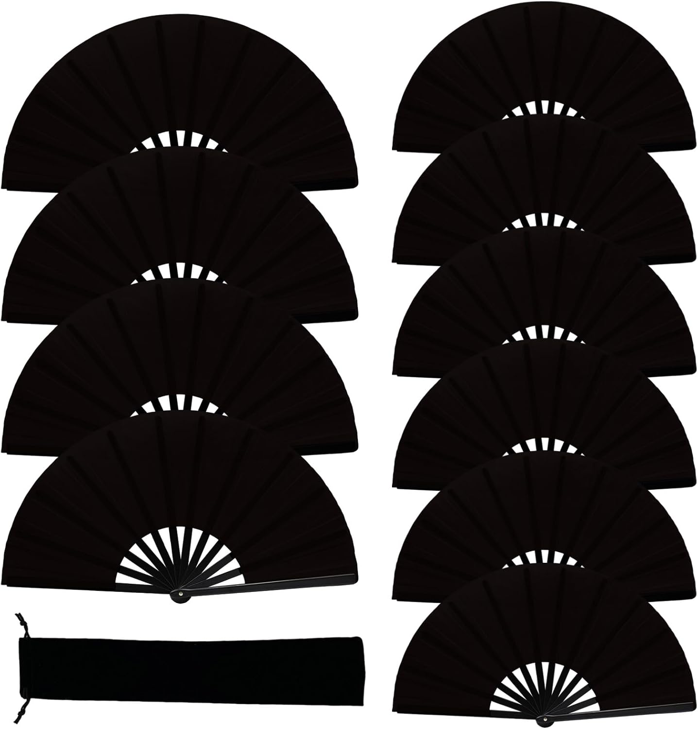 13inch Large Rave Fan Popping Clacking Fans for Line Dancing,Hand Fans for Women Foldable,Boots on The Ground Fan,Portable for Outdoor,Wedding,Party,Decoration (10pcs Black)
