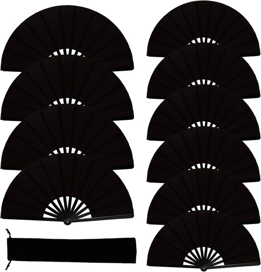 13inch Large Rave Fan Popping Clacking Fans for Line Dancing,Hand Fans for Women Foldable,Boots on The Ground Fan,Portable for Outdoor,Wedding,Party,Decoration (10pcs Black)
