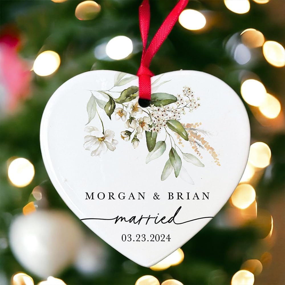 GABITA Personalized First Christmas Married Keepsake, First Christmas Married Ornament 2025, Decorations for New Couple, Married Ornament Calendar Gift 7