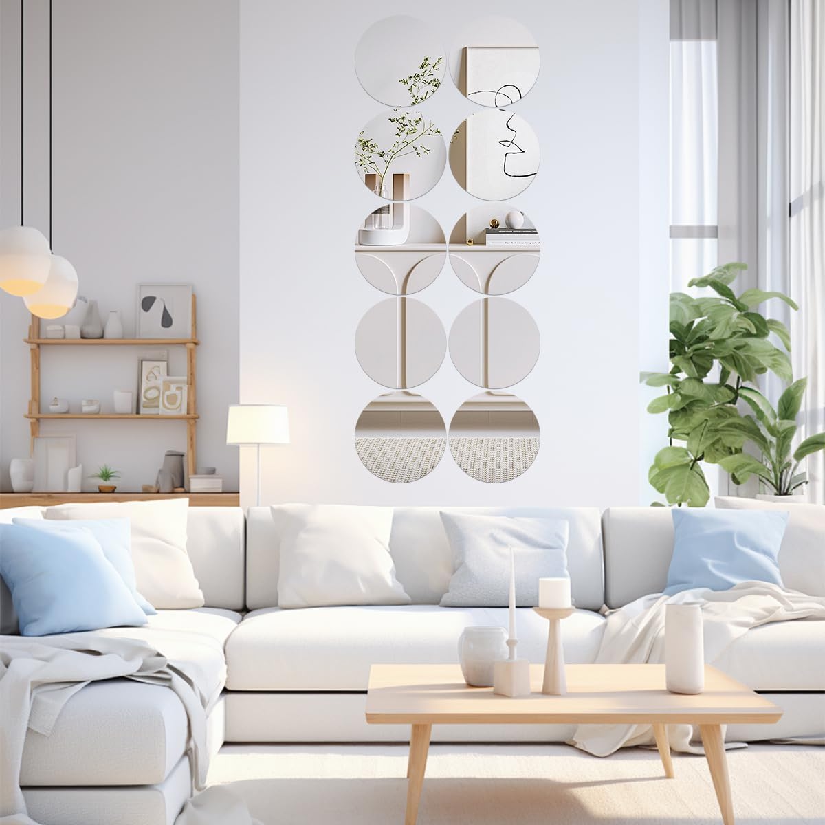 9 Pcs Round Mirror Centerpieces for Tables Decorations, 10" 2mm Thick Acrylic Mirror Centerpieces Tray Candle Plate Centerpiece for Wedding Table Centerpieces Decorations Wall Decor