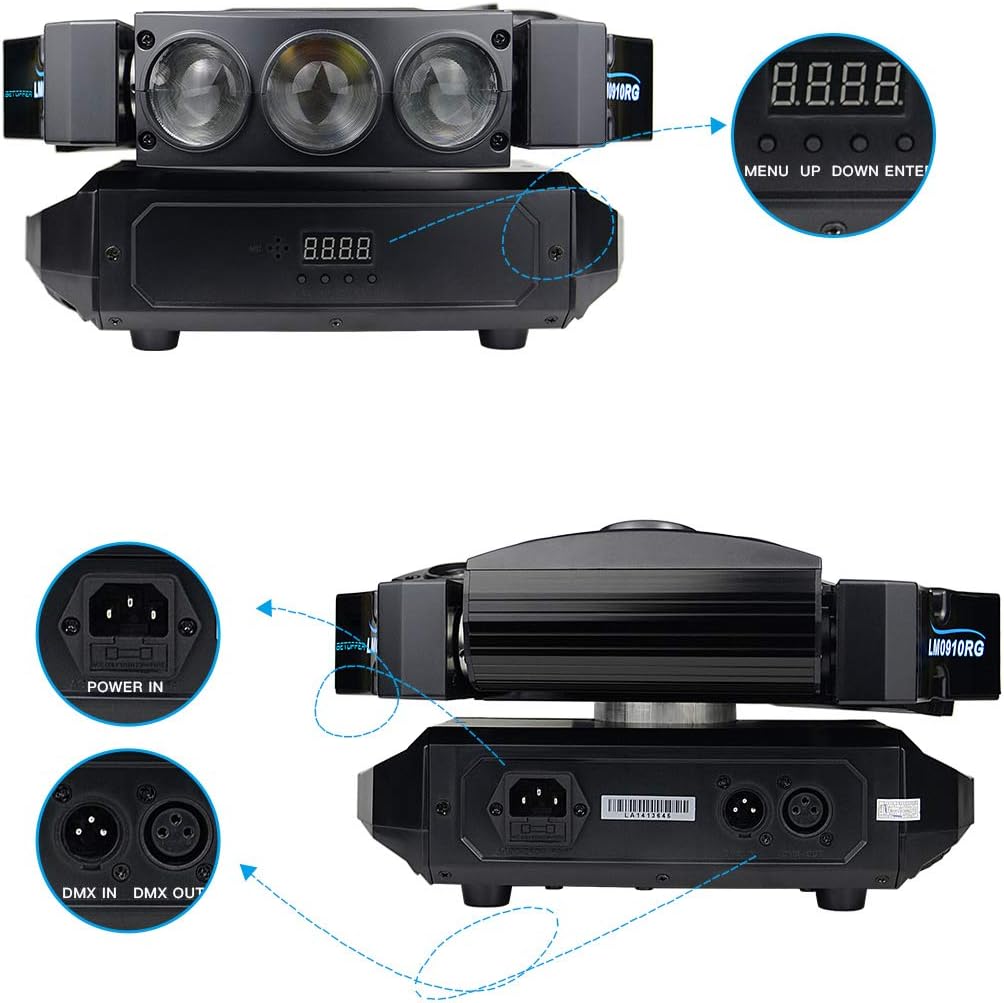 BETOPPER Moving Head Stage Lights,9x10W RGBW 4-in-1 LED Party DJ Lighting,19/51-CH 3 Header DJ Light Sound Activated/DMX 512 Disco Light for Bar,Disco,Dance Halls,Clubs,Mobile DJ,Gigs etc.