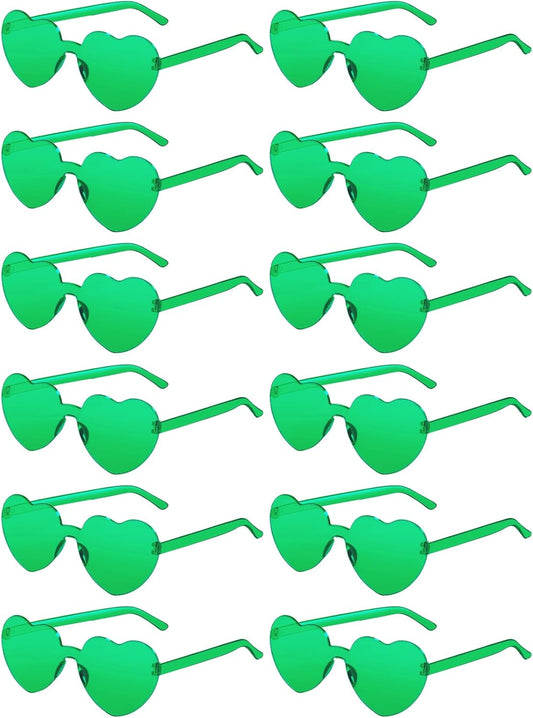 12 Pairs Heart Shaped Sunglasses for Women Colorful Glasses Fun Trendy Transparent Heart Sunglasses Party Favor