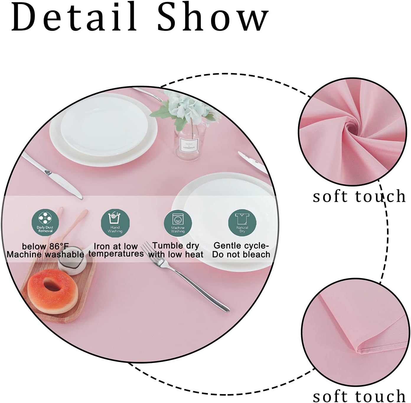 Fitable Rectangle Tablecloth Stain and Wrinkle Resistant Washable Polyester Table Cloth for Buffet Parties and Camping (54x78 inch, Pink)