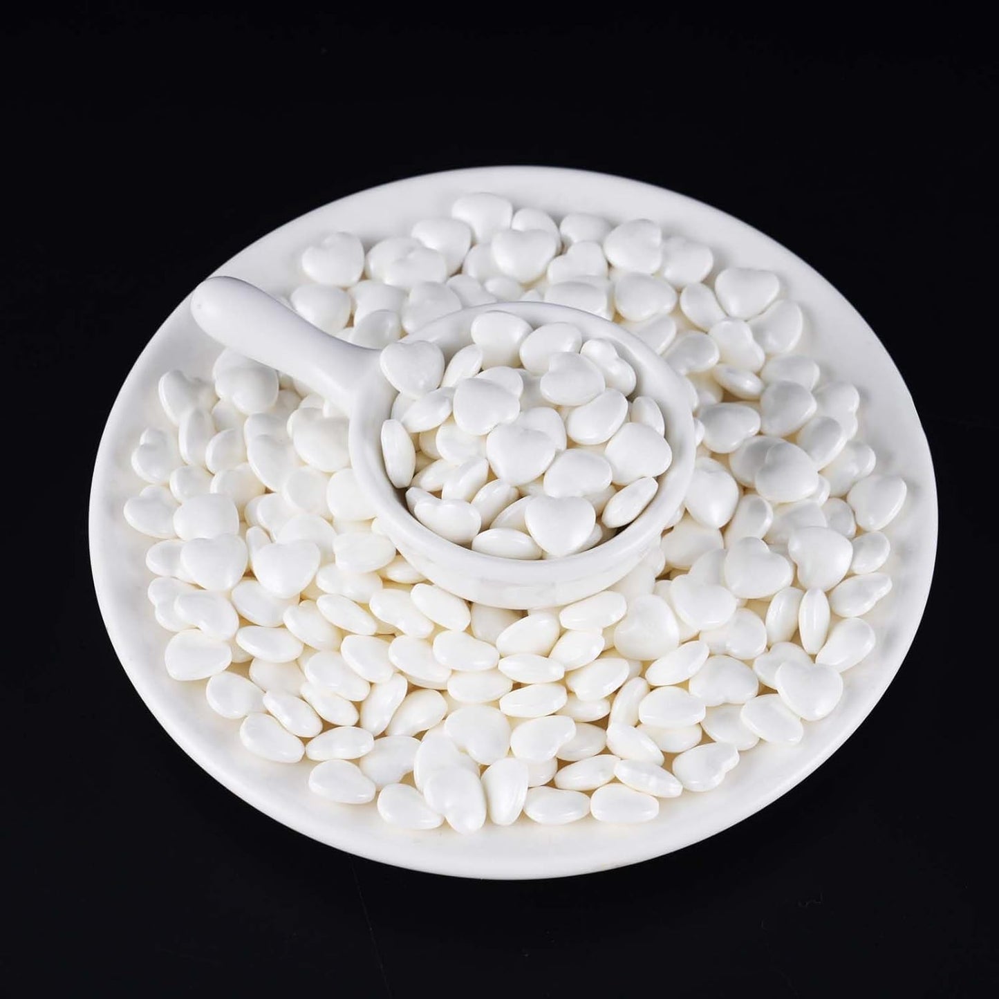 Kasvan White Heart Shapes Sprinkles - Edible Candy Pearls 130g/4.58 Oz, Mix Size, Baking Cake Decorations, Ice Cream Toppings and Cookie Decorating, Wedding Party Chirstmas Supplies (White)