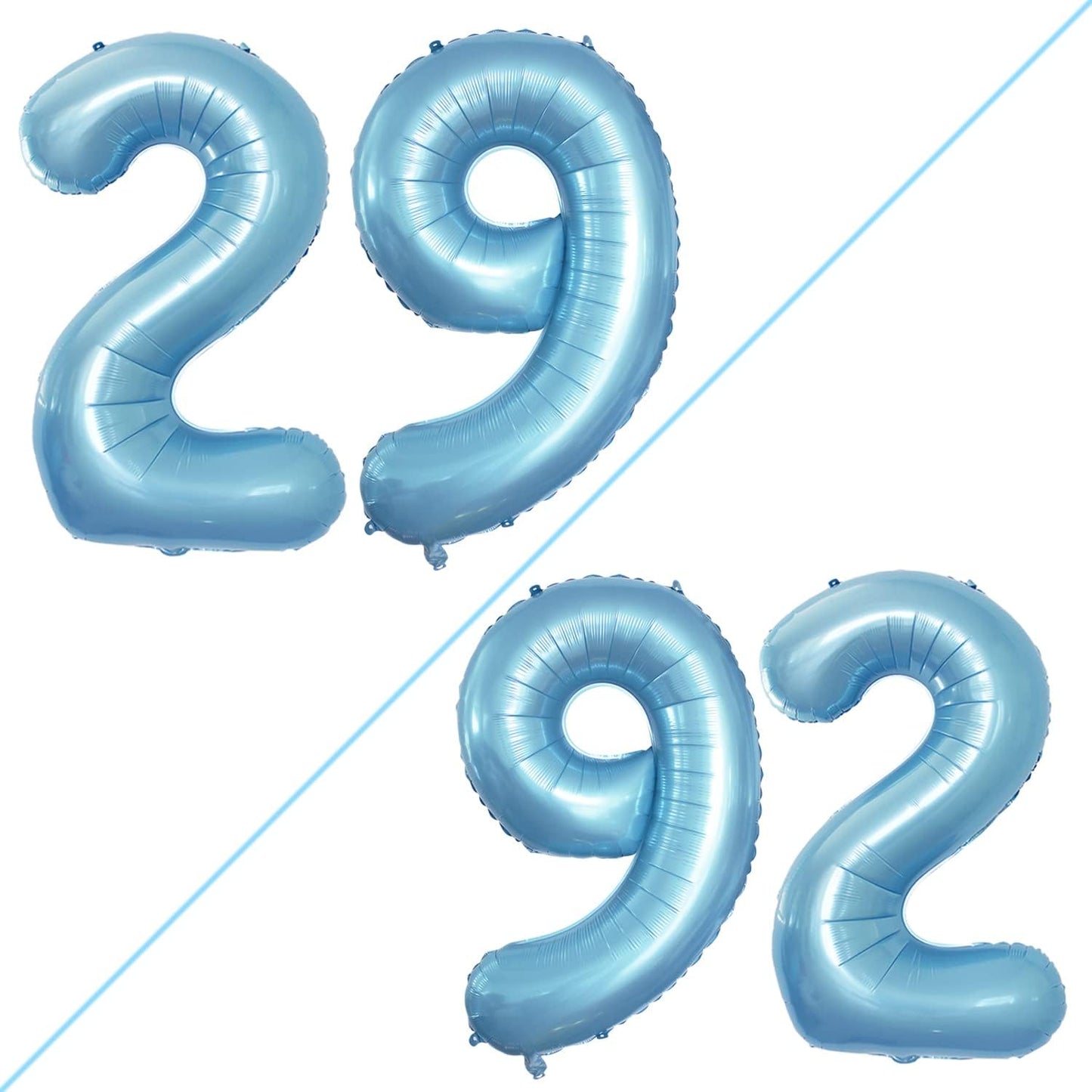 GOER Number 29 Balloons for 29th Birthday Party Decorations,42 Inch Jumbo Foil Helium 92 Balloons for 92nd Birthday Party Decoration (Light Blue)