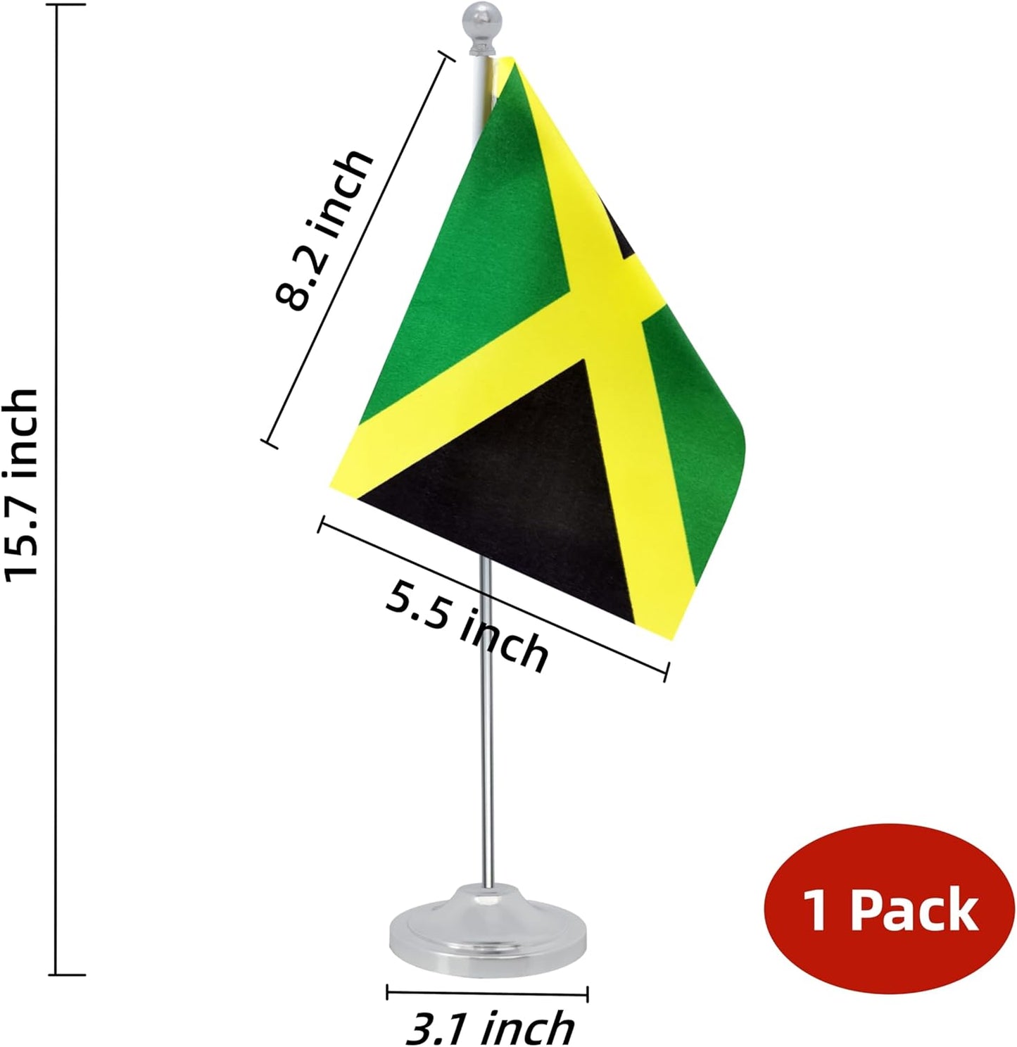 Jamaica Desk Flag, Jamaican Table Office Flag with Metal Pole and Stand Base, International Country Flags, Festival Event Celebration, Classroom Meeting Desktop Decor (Jamaica)