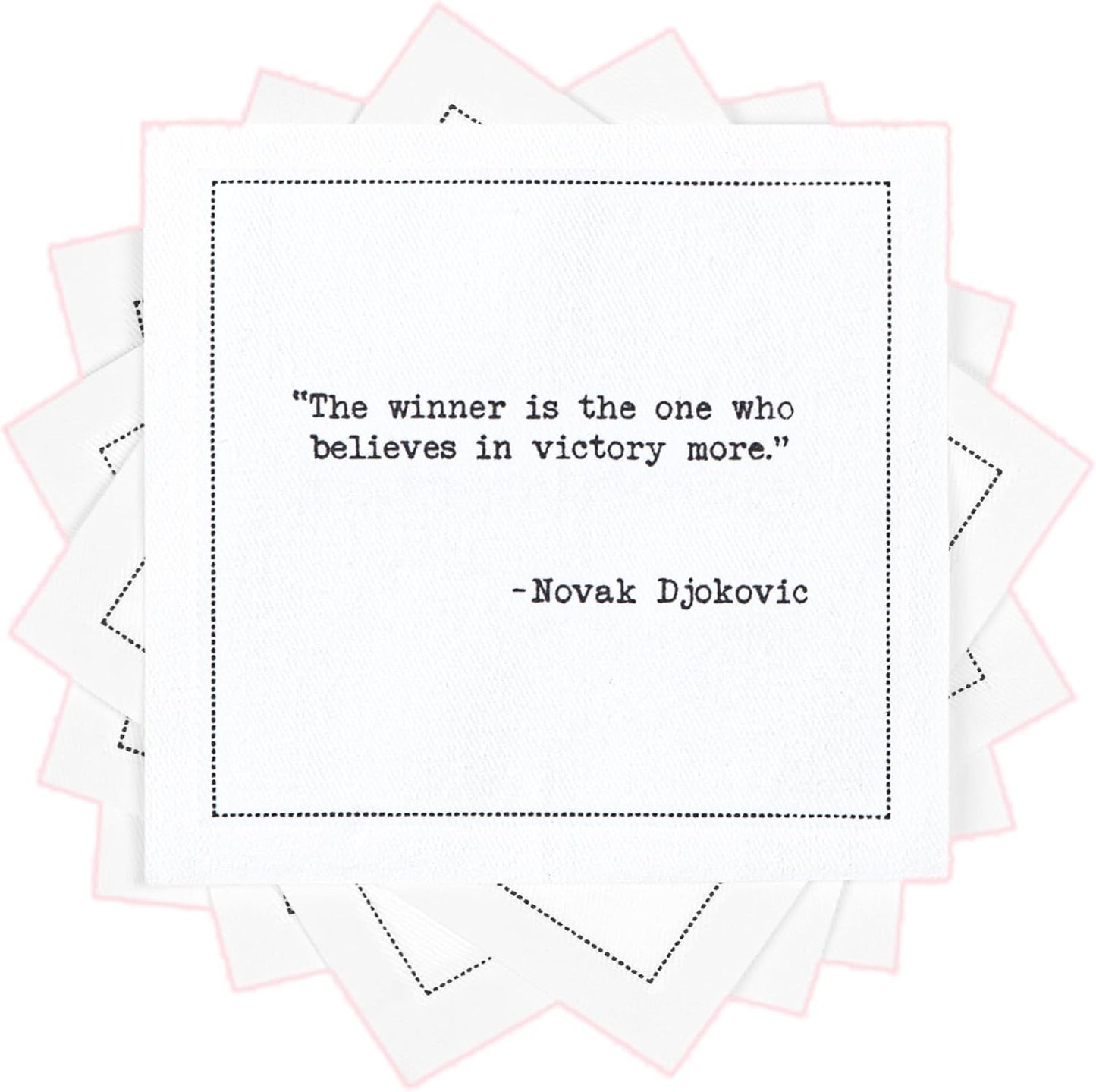 Five Star Napkins White Cocktail Napkins – 50 Luxury Cotton Disposable Cocktail Party Napkins with Quotes – 4.5" x 4.5" for Home Bars, Game Nights, Beverages, Birthdays, Weddings & Holidays