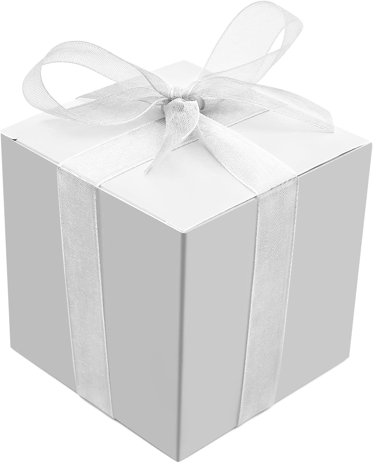 25 Pcs White Paper Gift Boxes, Small Candy Boxes Bulk, 3x3x3 inch Gift Box with Lids, Goodie Treat Boxes for Party Favors, Birthday Gifts, Wedding Gifts