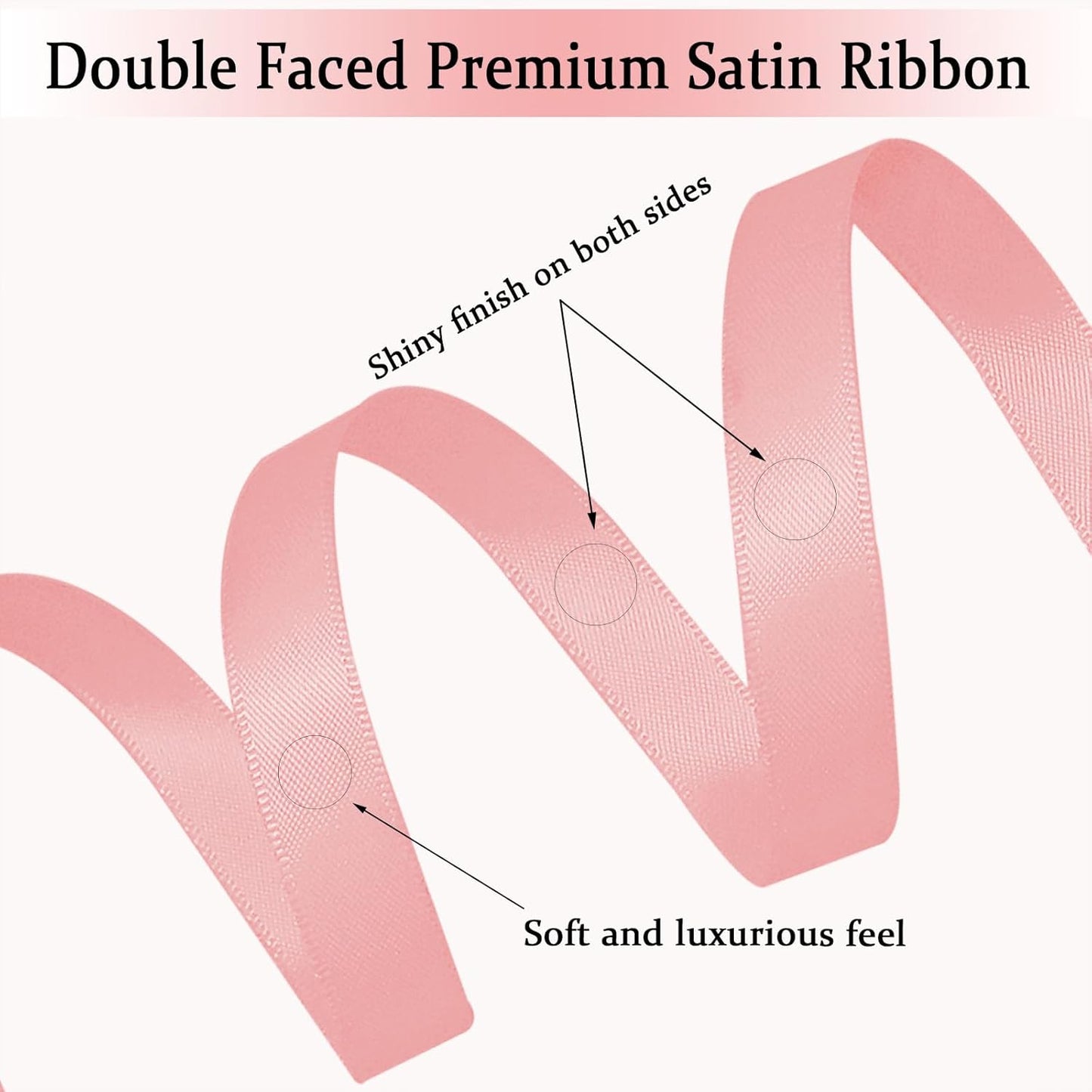 Light Pink Satin Ribbon Double Faced Satin 1/2 inch x 55 Yards Polyester Ribbon for Gift Wrapping Crafts Wedding Decoration Bows Ornaments Party Bouquet Floral Arrangement