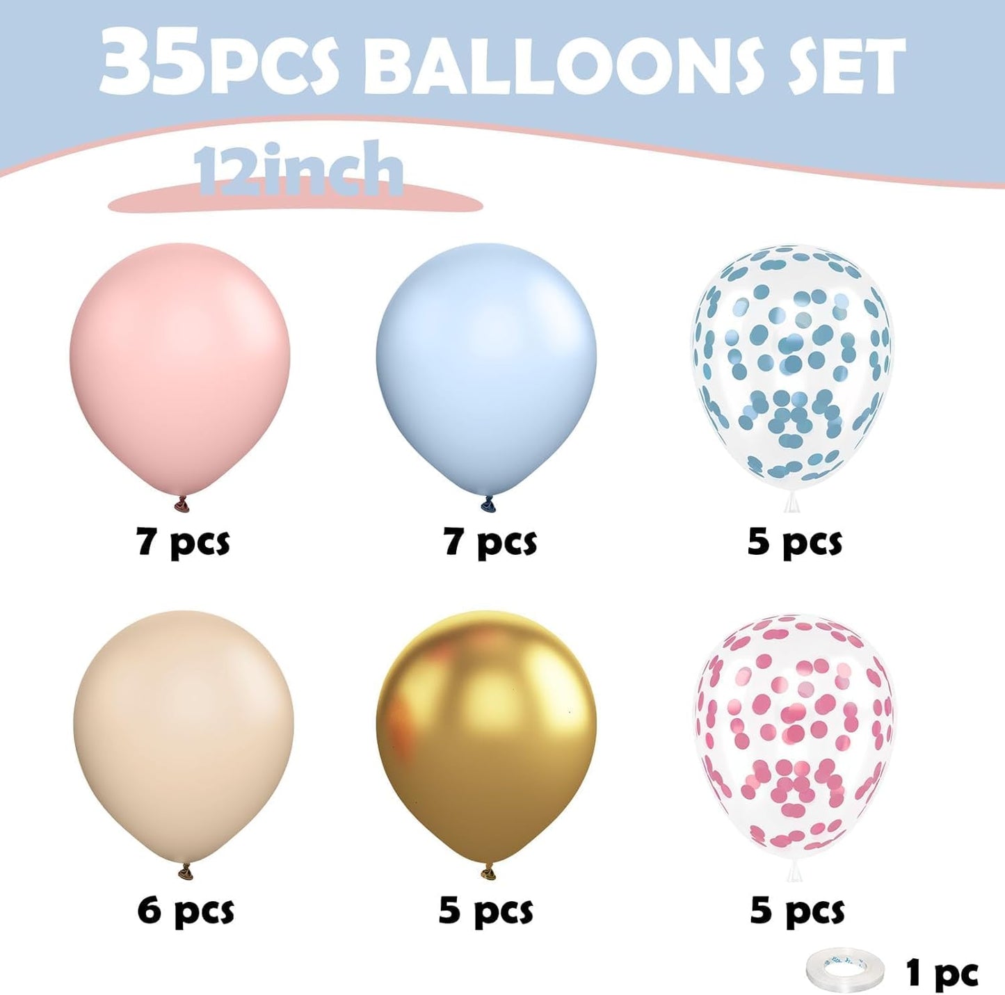 Gender Reveal Balloons,12 Inches Pink And Blue Confetti Balloons for Baby Gender Reveal Party Decorations Birthday Wedding Anniversary Engagement Bridal Baby Shower Supplies