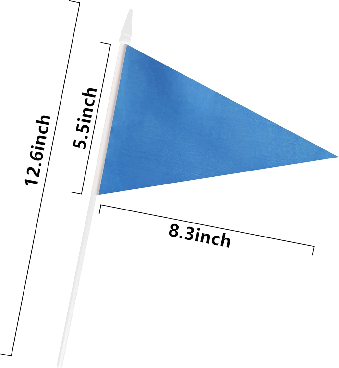 12 Pack Blue Pennant Flags Small Mini Hand Held Solid Color Pennant On Sticks Flags with 12.6"Solid Pole & Spear Top,Party Events Celebration,School,Grand Opening,Kids Birthday,Sports Clubs,Flower Pot