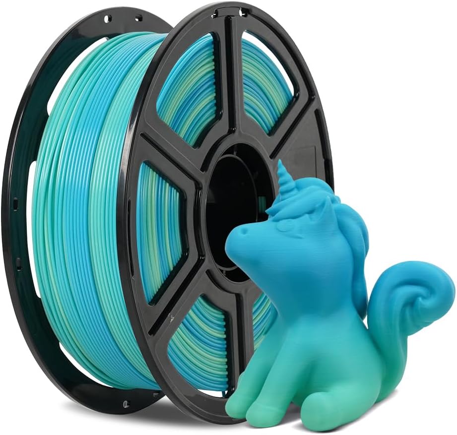 FLASHFORGE 3D Printer Filament Gradient Color Change PLA Filament 1.75mm, 1KG Spool (2.2lbs), Dimensional Accuracy +/- 0.02mm, Better Tenacity & No Knotting 3D Printing Filament (Blue&Yellow)