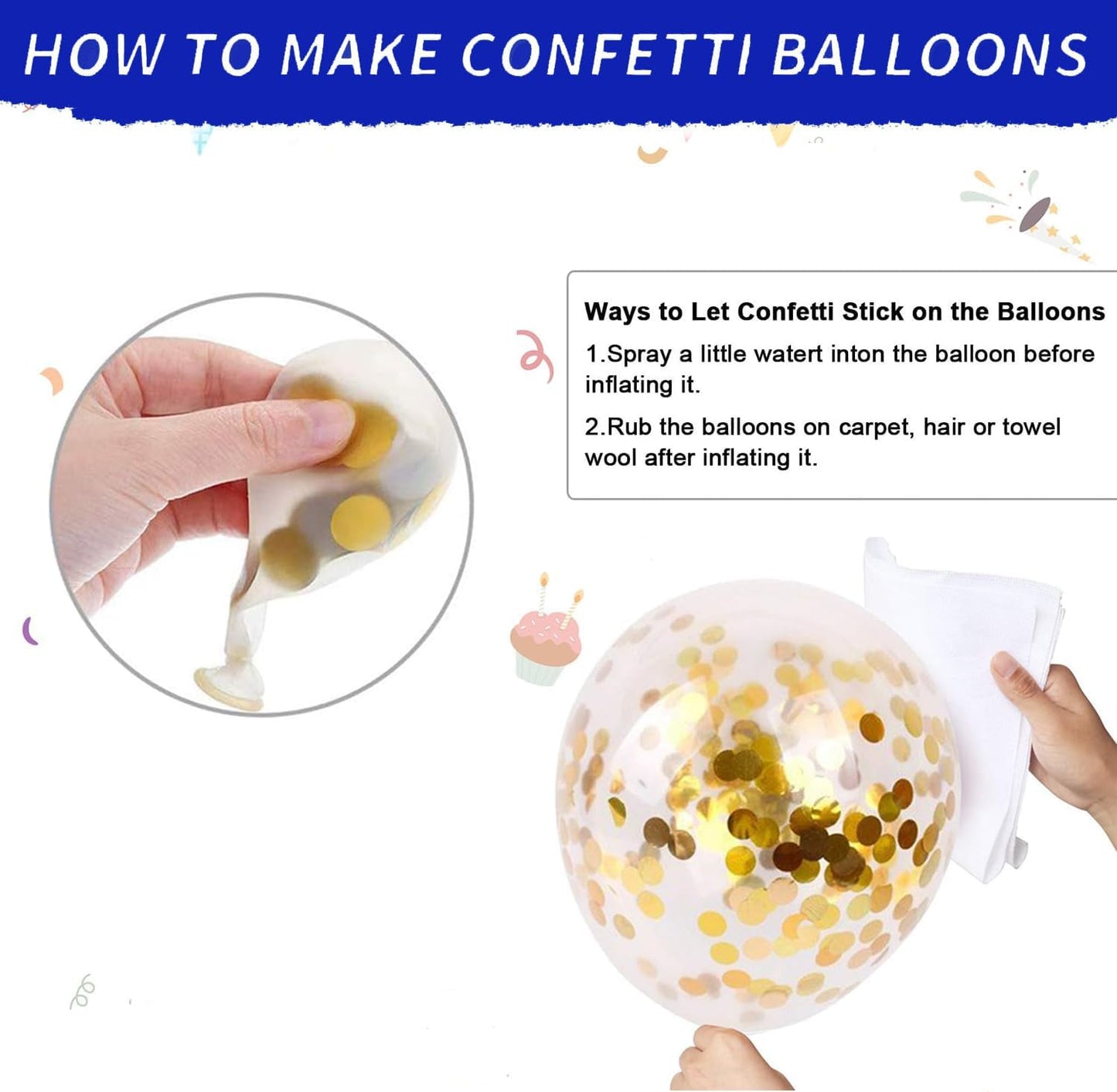 Blue and Gold Balloons,65pcs 12 inch Navy Blue Balloon Metallic Blue Gold Confetti Balloons for Graduation,Birthday, Wedding, Bridal Shower, Baby Shower Party Decorations