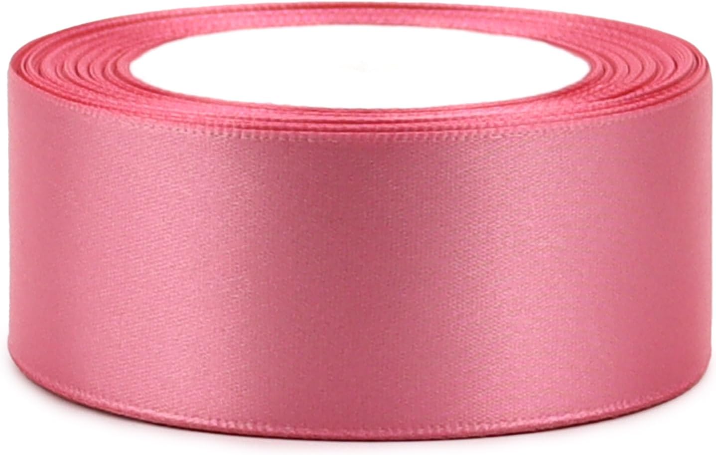 Rose Gold Solid Satin Ribbon 1-1/2 Inch 25 Yards Solid Polyester Fabric Ribbon for Gift Wrapping Wedding Christmas Baby Shower Birthday Party Decoration Handmade Immortal Flower Craft