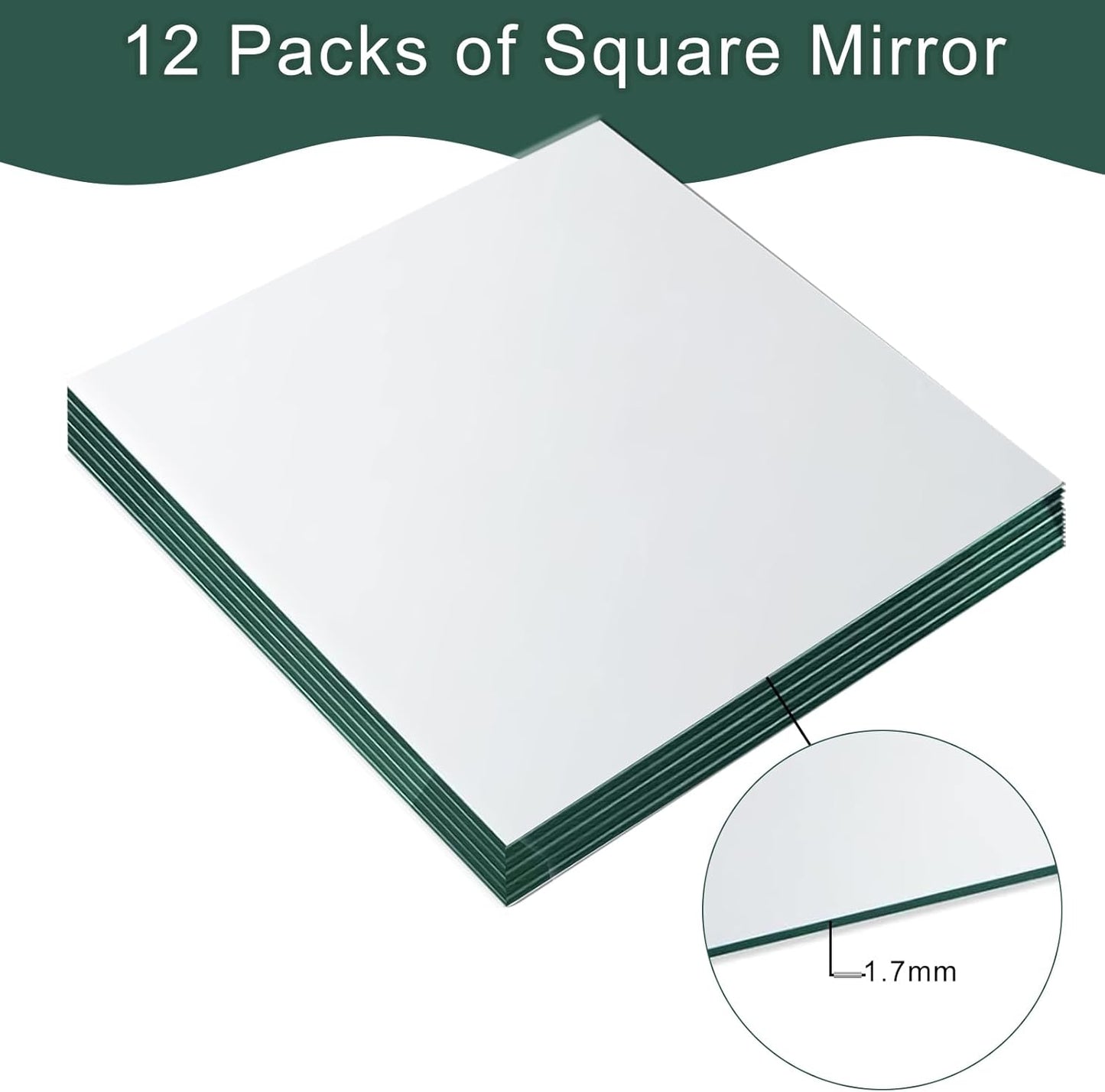 12 Pack Square Mirror Tray, 10 Inch Glass Centerpiece for Tables, Frameless Mirror for Flowers, Perfume, Party Decor, Wedding, Christmas Decorations