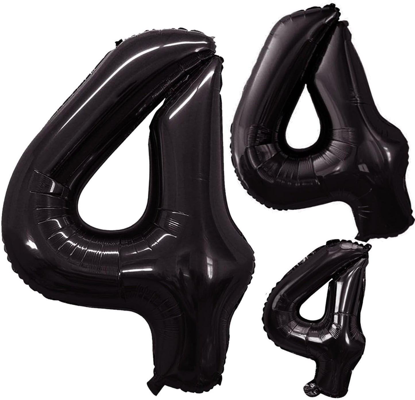 GOER Black Foil Balloons Number 4,Huge Number Balloons for 4th 14th 24th 34th 44th Birthday Party Supplies Anniversary Decorations (3 pcs,42 inch,32 inch,16inch)