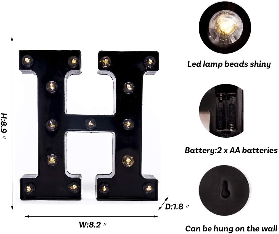 Foaky Black LED Marquee Number Lights Sign Light Up Marquee Number Lights Sign for Night Light Wedding Birthday Party Battery Powered Christmas Lamp Home Bar Decoration