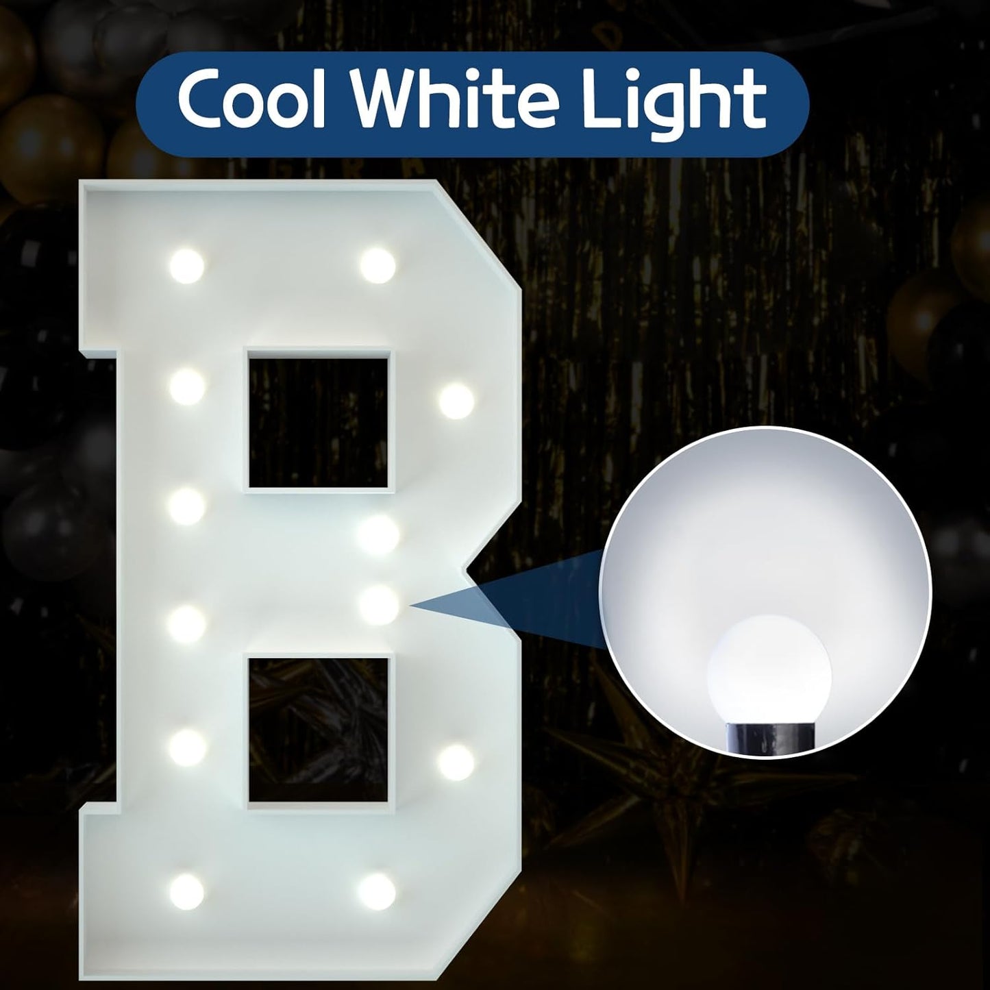 Marquee Letters 4 Feet Tall Large Light Up Letters Baby Shower Decorations Wedding Engagement Happy birthday White Party Decorations Big Cardboard Backdrop B