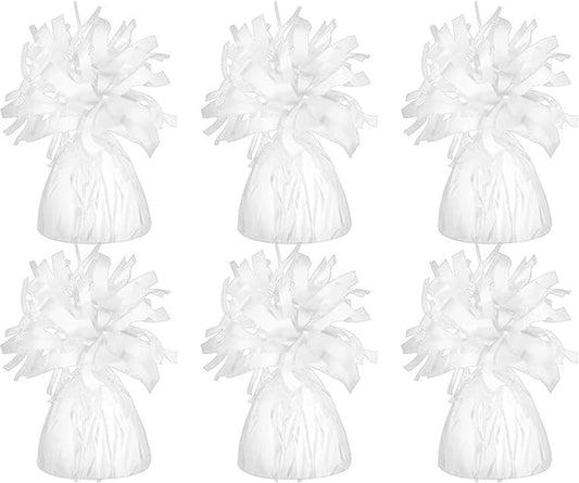 Metallic Balloon Weights, Birthday Party Favors, Novelty and Gag Gifts, 5.5" Inches, 6-Pack (White)