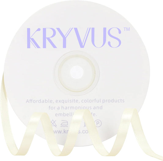 Beige Satin Ribbon 1/4 inch X Continuous 50 Yards, Single Face Polyester Ribbon Perfect for Gift Wrapping, Flower Bouquet, Wedding Decor, Crafts, Bow Making, Sewing and More