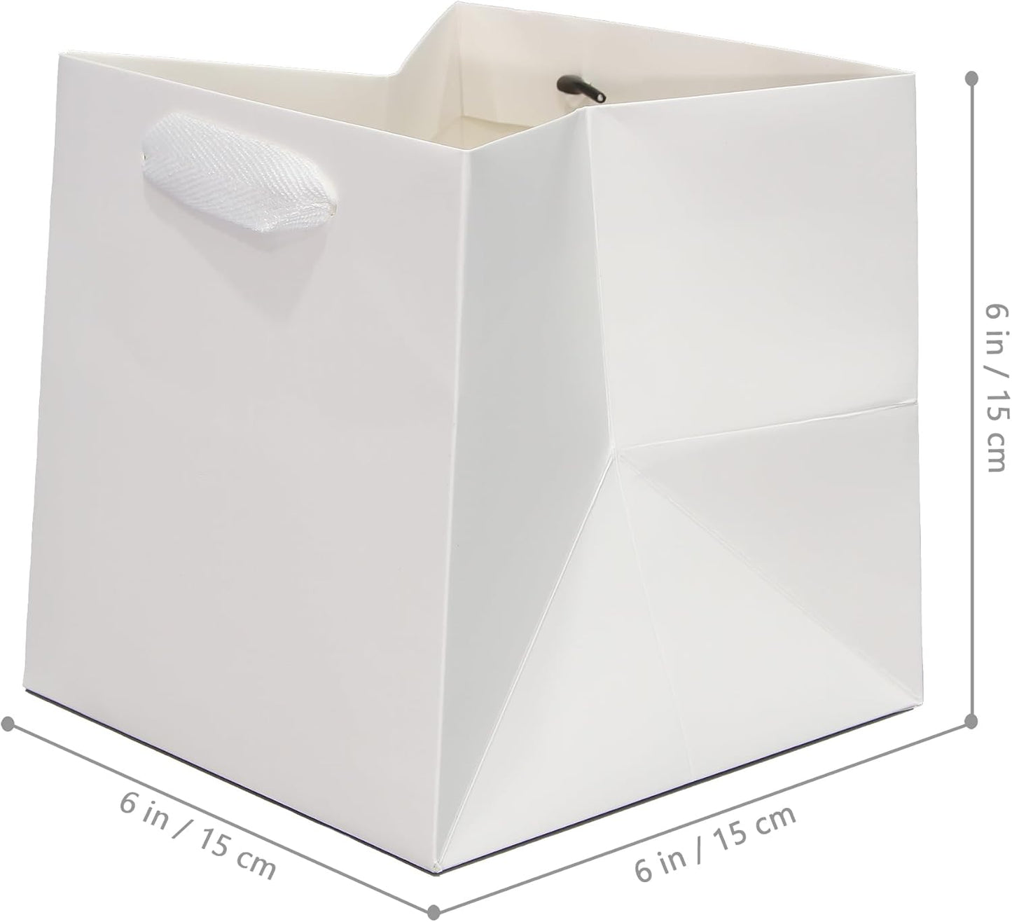 White Paper Gift Bag Small Square Bottom Paper Bags With Handles(White, 6 x 6 x 6 in, 10 Pcs)