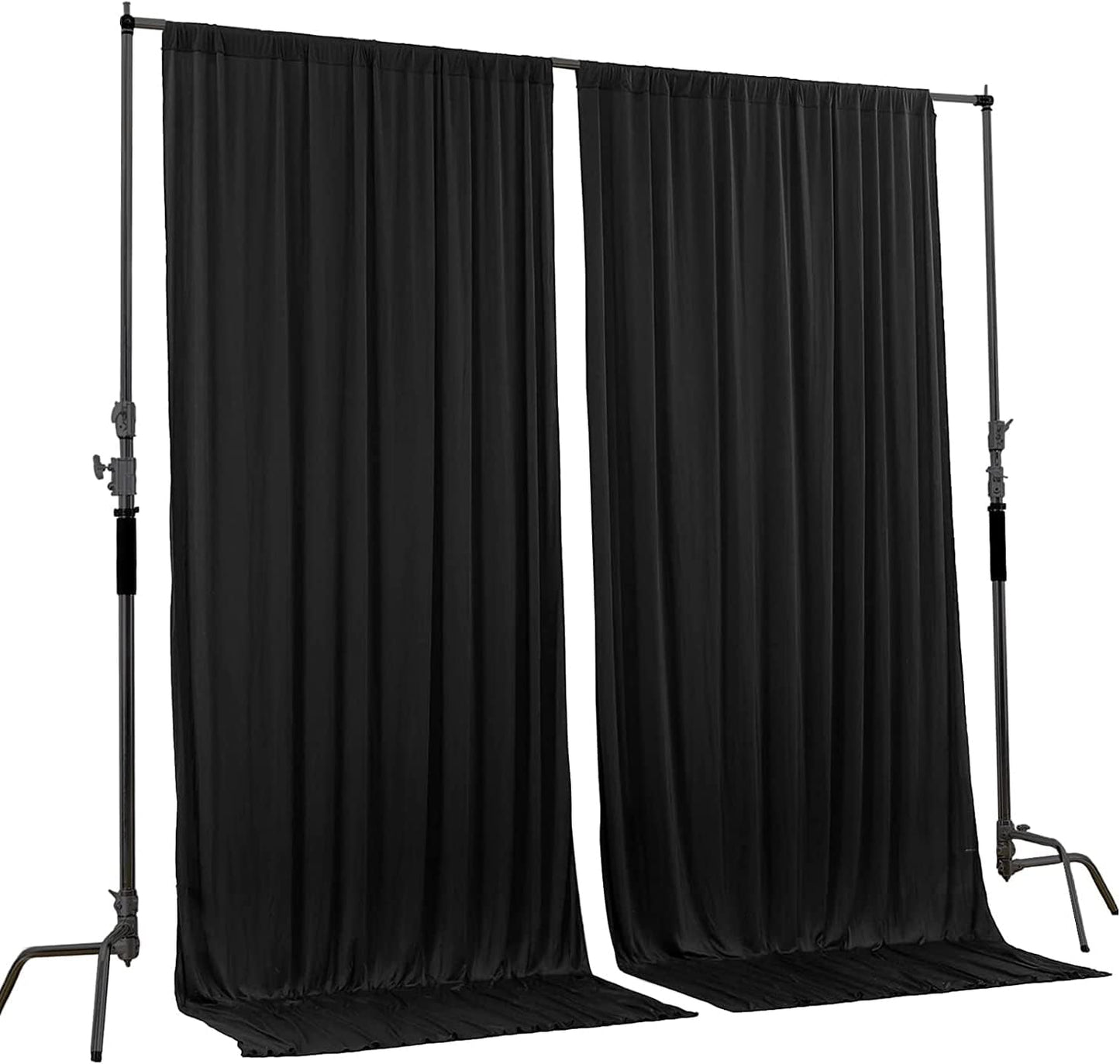 AK TRADING CO. 10 feet x 10 feet IFR Polyester Backdrop Drapes Curtains Panels with Rod Pockets - Wedding Ceremony Party Home Window Decorations - Black