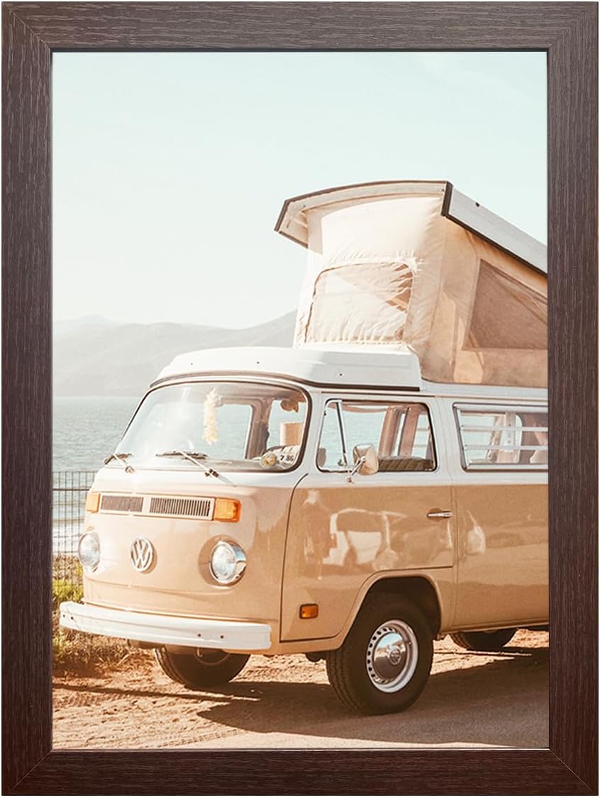 KTKDE A1 Poster Frame 23.4x33.1 Walnut Woodgrain, Vertical & Horizontal Wall Hanging Large Picture Frame for Photos, Posters & Art Prints Perfect for best gifts and Home Decor